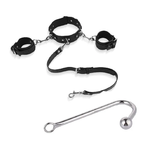 Elegant Hook Anal with Collar and Beaded 5334 Cuffs 0611